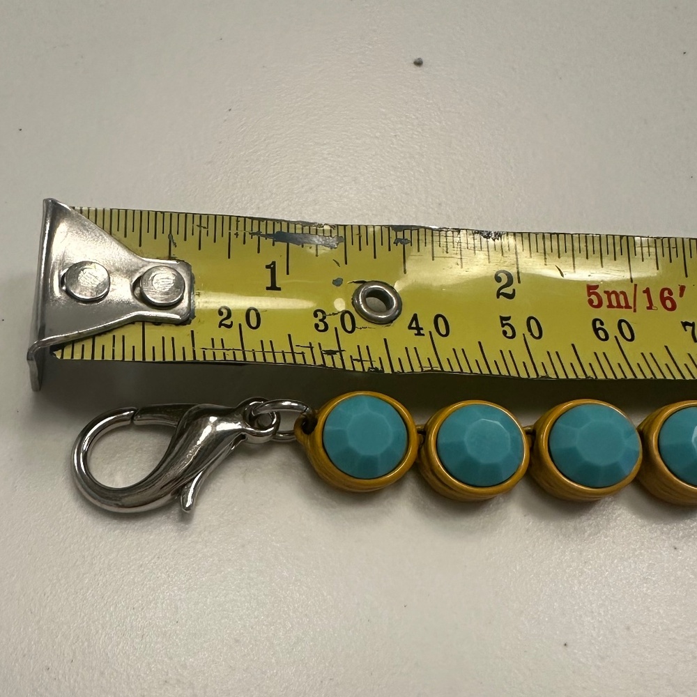 TOVA - Opaque Turquoise Crystal & Mustard Yellow Coated Enamel Necklace - Picture 15 of 15